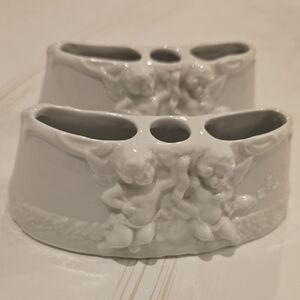 2 Vintage White Dresden Porcelain Centerpieces Germany